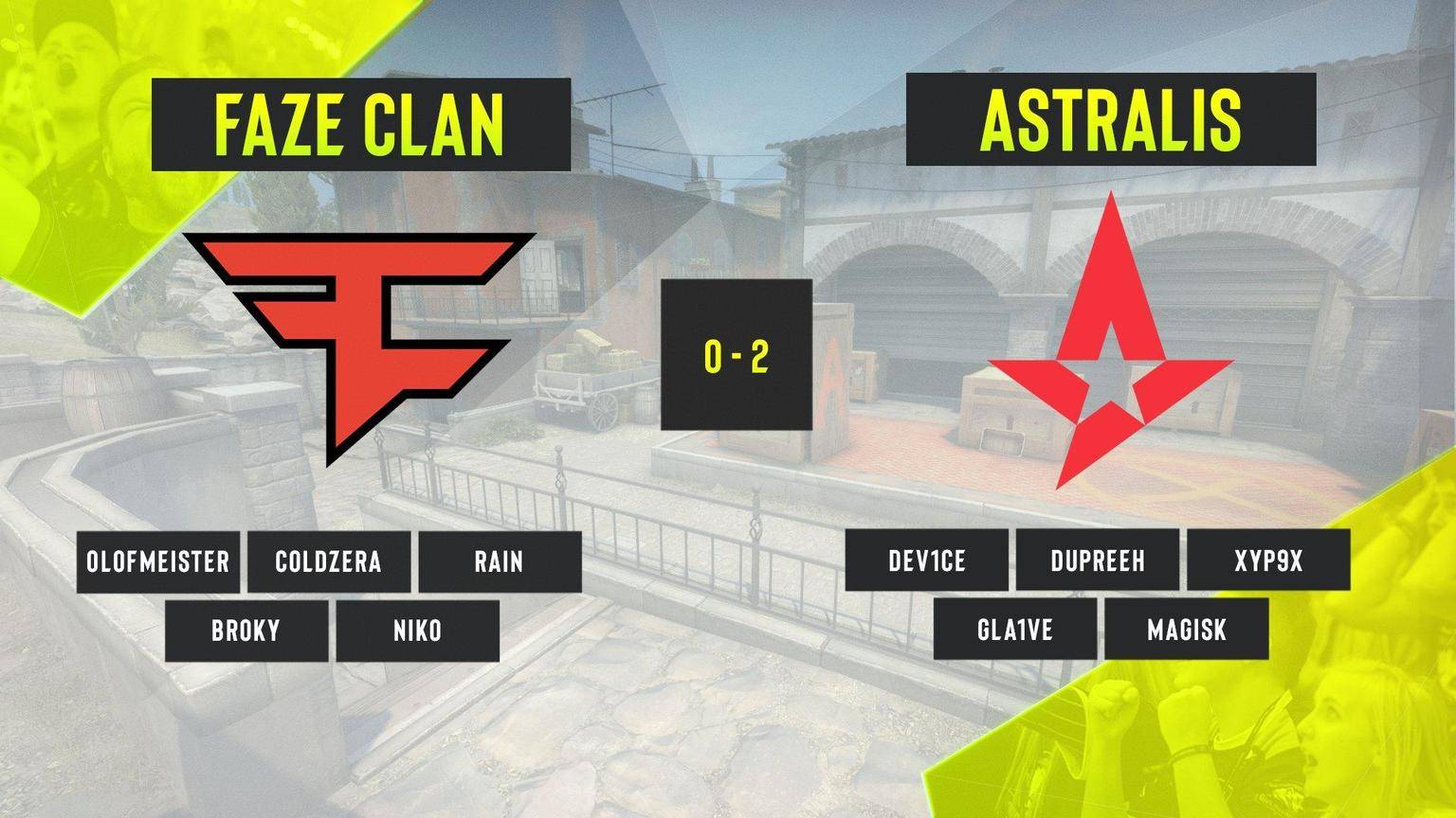里约之路欧洲区：Astralis完胜FaZe晋级决赛